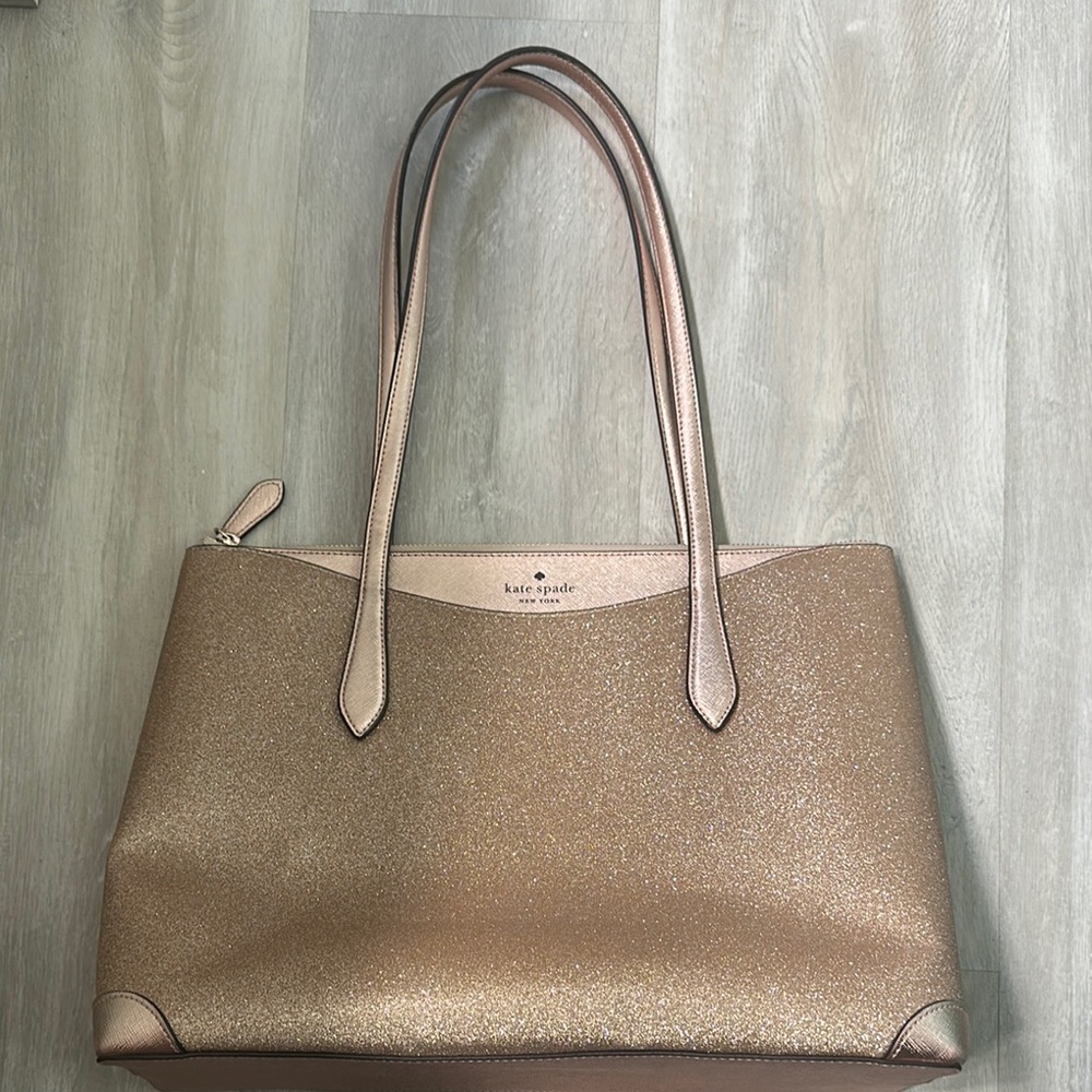 Kate Spade Gold Tote Bag with Structured Elegance